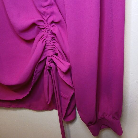 Halogen Pink Blouse – Side Drawstring Detail, Keyhole Back – Women’s Large - Picture 3 of 8